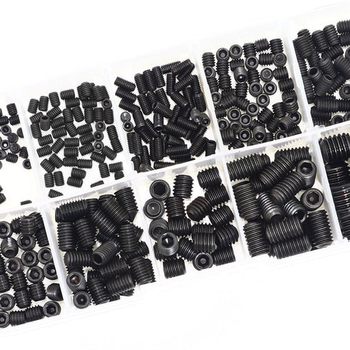 M3/4/5/6/8 Internal Hex Drive Cup-Point Set Screws Assortment Kit, 10 Sizes, 360PCS