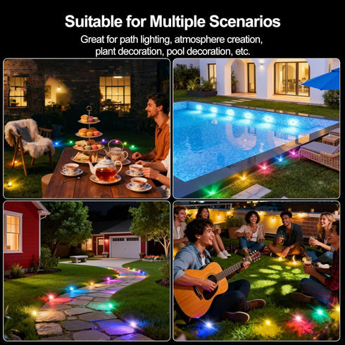 grestar 50FT IP67 Outdoor Ground Lights, Smart RGB Pathway Lights with APP/Remote Control, Music Sync, Timer Function