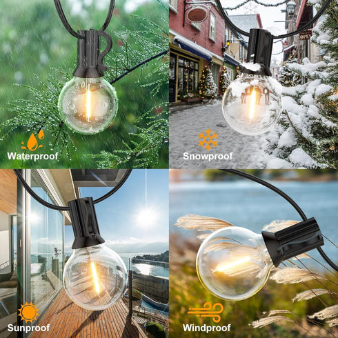 25FT G40 Bulbs Dimmable GPATIO Outdoor String Lights, Shatterproof Patio Lights, Waterproof Hanging Outdoor Lights