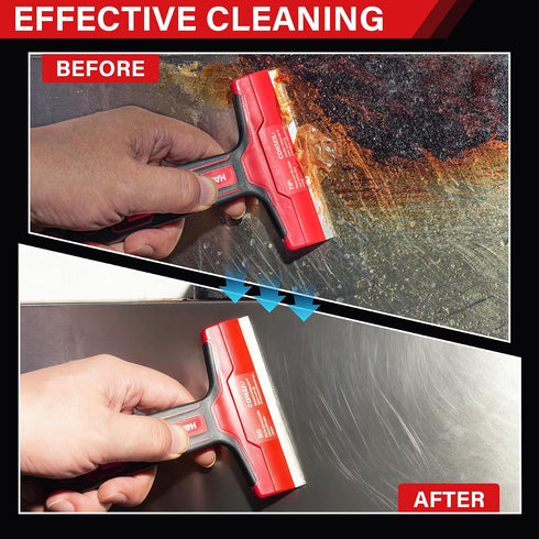 4" 20 25033 HAUTMEC Razor Blade Scraper Tool, Wider Scraper Tool with Extra Carbon Steel Blades, Razor Scraper