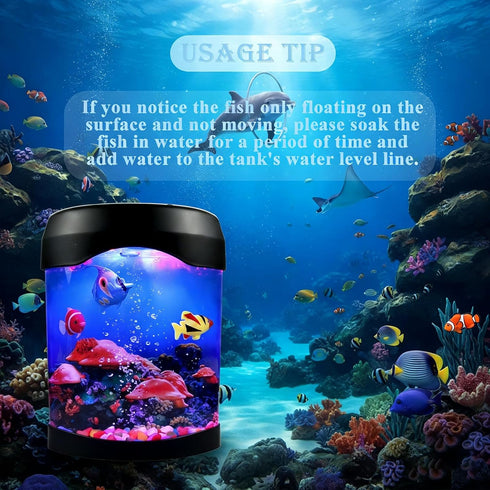 6 5 Toycol Fake Fish Lamp, Nightly Lifelike Desk Electric Mood Light, LED Light Tank with Color Changing and Fake Fish