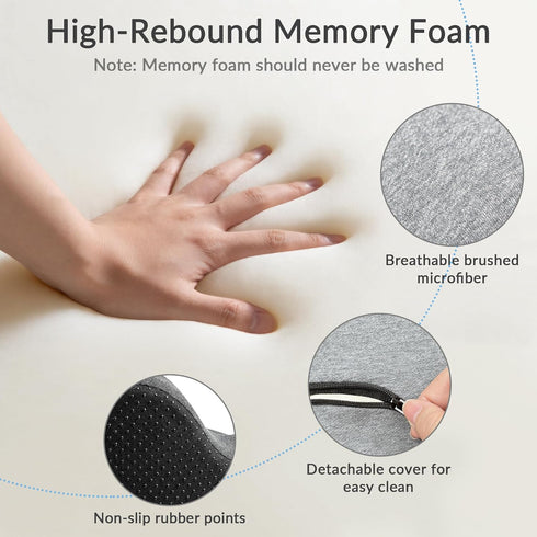 Tailbone Exclusivo Mezcla Memory Foam Seat Cushion, Ergonomic Pain Relief Cushions, Non-Slip Seat Pad for Office Chair