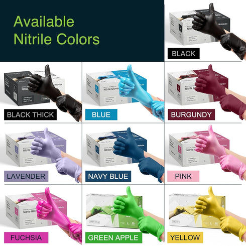 Fuchsia Hot Pink Nitrile Disposable Gloves - 50 Count, 3 Mil Small Powder and Latex Free Surgical Gloves