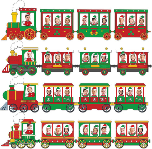 60pcs Christmas Theme Cutouts Xmas Trains Bulletin Board Decoration Set Christmas Train