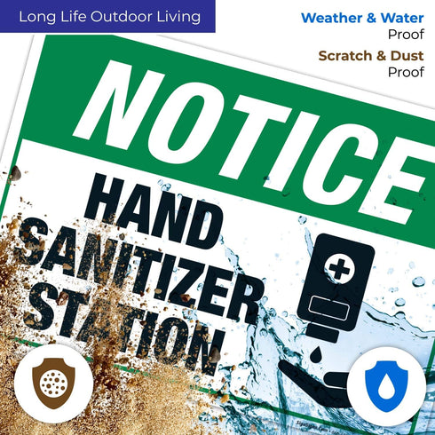 10x7 Inches, 55 Hand Sanitizer Station Sign, mil Thick HDPS (high Density polystyrene), Made in USA