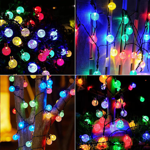 100 40 8 Solar String Lights Outdoor Led Feet Multi-Color Crystal Globe Lights with Lighting Modes, Waterproof Solar