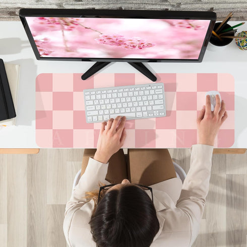 Non-Slip Pink Desk Pad, Waterproof PU Leather Desk Protector, Large Blotter, Easy Clean Laptop Writing Mat