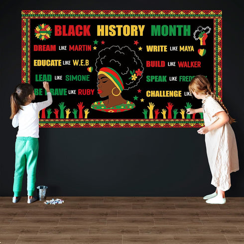 Faccito 62 Pcs Black History Month Bulletin Board Decorations Set with Cutouts Borders for Classroom Home Class School