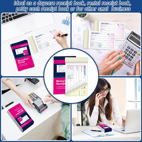 UZLU 40 Packs 3-11/32" 5-5/8" 2 40 Sets Money and Rent Receipt Book, x Rent Receipt Books, Part Carbonless for Small