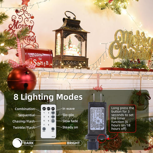 32.8Ft 500LED Fairy Lights Plug in Warm Christmas Wreath Twinkle Lights with Timer Waterproof Remote Firecracker
