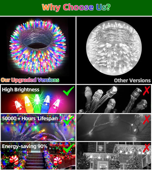 750 240ft 12 Dimmable LED Chrstmas Lights, Outdoor Christmas String Lights with Modes, Multicolor LED String Lights