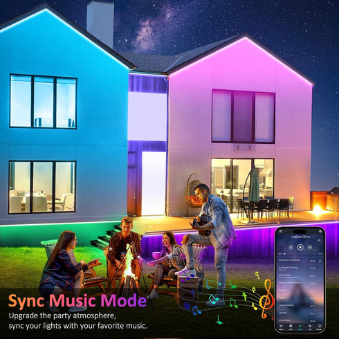 aiicrgb 100FT IP68 Outdoor RGB LED Strip Lights, Music Sync Led Lights with App Control and Remote,Color Changing