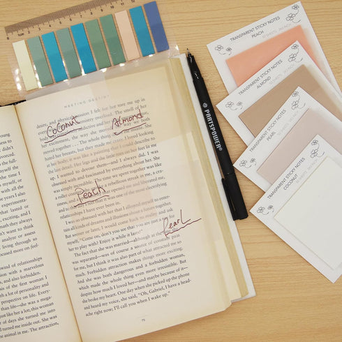 Pastel Transparent Sticky Notes, 4 Pads 3X3 Inch See Through Annotating Sticky Notes for Office School Supplies