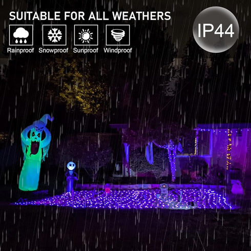 weillsnow 164FT 500 8 164FT) LED Purple Christmas Lights, Modes Waterproof Plug in String Lights for Halloween