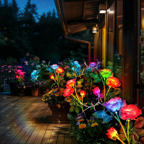 Anordsem Rose Lights Solar Powered for Women: Garden Light Waterproof for Yard Decorations Outdoor - Flower Lamp