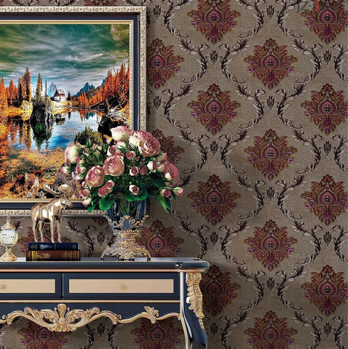 Y9839 Damask Peel and Stick Wallpaper 17.7" x 9.8ft Removable Contact Paper Self-Adhesive Damask Furniture Paper Shelf Drawer Liner Vinyl Film Roll by JZHOME