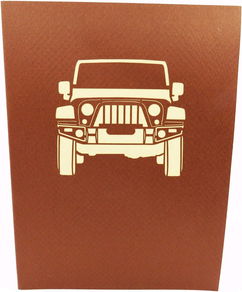 Red Jeep Pop Up Card - Birthday, Thank You, Love, Graduation, Anniversary, Romantic Cards for Man, Woman, Lady, Girl,