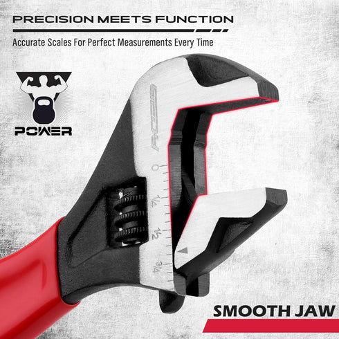 6" Adjustable Wrench Pipe Spanner: Wide Jaw Black Oxide Wrench with Cushion Grip, CR-V Steel