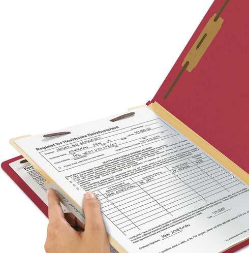 Smead Classification Folder, Letter Size, 2/5 Right of Center, 1 Divider, Red, 10 Per Box