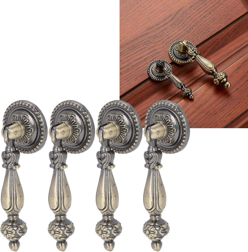 Alvinlite Antique Drawer Cabinet Pull Handle Bronze Handles Single Hole Handle for Bedside Cabinets Office Cabinets