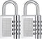 ZHEGE 4 Digit Padlock for Gym Locker, School, Employee, Outdoor, 2 Pack, Silver