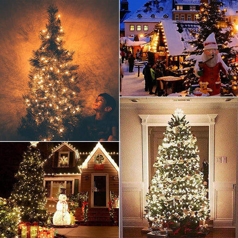 C7 25Ft 27 Bulbs, Christmas Lights, Outdoor Clear Christmas String Lights with Clear Warm White Incandescent Vintage