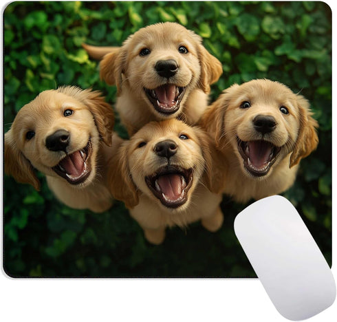 PIDAY Cute Golden Retriever Mouse Pads for Desk, Dog Gaming Mousepad Office Decor