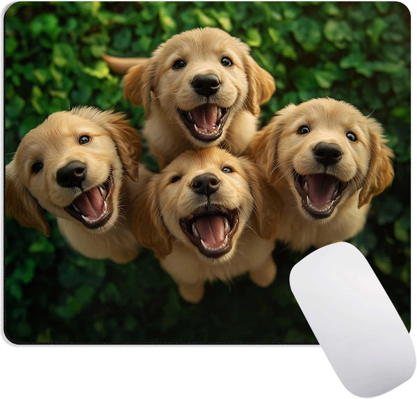 PIDAY Cute Golden Retriever Mouse Pads for Desk, Dog Gaming Mousepad Office Decor