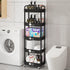 5-Tier Laiensia Multifunction Utility Rolling Cart, Plastic & Metal Storage Organizer, Black, Lockable Wheels, Modern