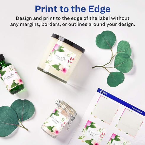 Avery Square Labels, 3" x 3", 30 Glossy White Labels with Sure Feed Technology (36480)