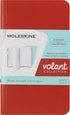 Moleskine Volant Journal - Soft Cover, XS (2.5" x 4") Ruled/Lined, Coral Orange/Aqua Blue, Set of 2