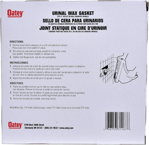 Oatey 31187 Urinal Wax Ring, 2 in