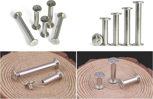 LBY 35 Sets M5 x 50mm Chicago Screws Assortment Kit - Binding Screw Posts for Leather Saddles, Purses, Belt Repair -