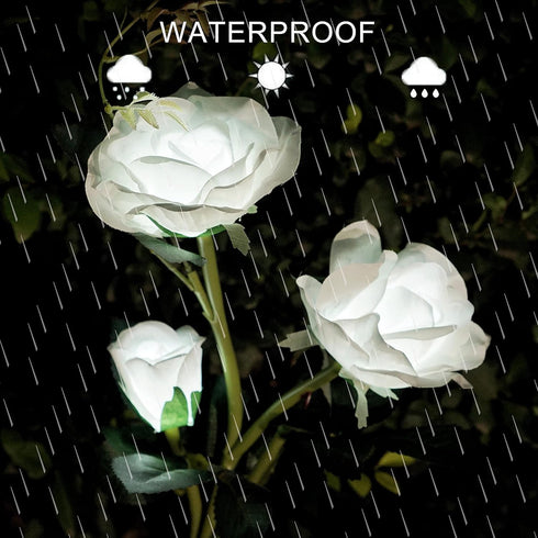 Solar Rose Garden Lights, 2 Pack Realistic Waterproof LED Decorative Stake Lights for Patio Pathway Outdoor Decor
