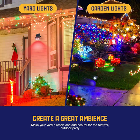 9 38 2 Pack Kyosho Solar Color Spot Lights Outdoor, Lighting Modes Halloween Christmas Lights, LEDs Color Changing