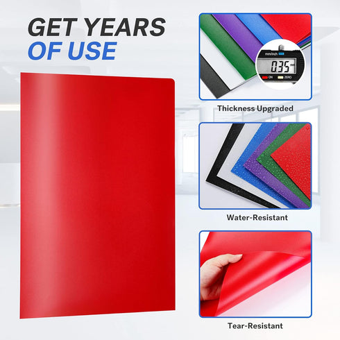 Sooez 6 Pack Heavy Duty Plastic Folders with Pockets, 2 Pockets Folder, Classic Colors for Back to School