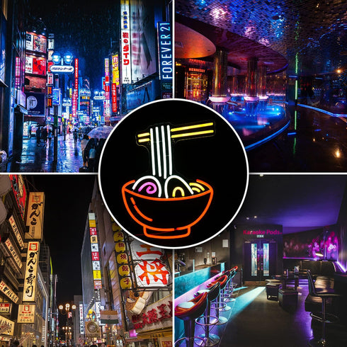 Dimmable 16.1X12.6 Ramen Neon Sign Ramen Noodle Led Neon Lights for Wall Decor Vibrant Neon Signs Powered by USB