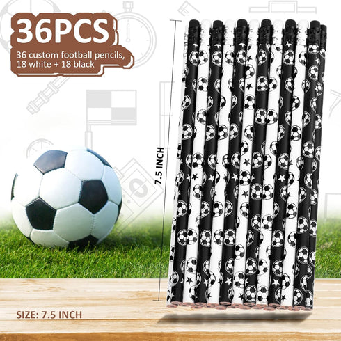 Soccer Pencils, Sports Pencils with Eraser, Unsharpened Wooden Pencils for Kids, 36 Pieces for School Supplies
