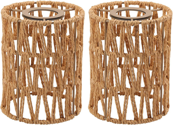 CHGCRAFT 2 Pcs Rattan Lamp Shade Woven Lampshade Replacement Lamp Covers for