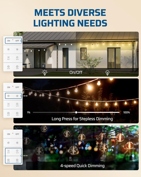 Dimmer 100FT DEWENWILS Wireless Switch Kit, Single Pole Outdoor Wireless Light Switch and Receiver Kit, No Wiring, No