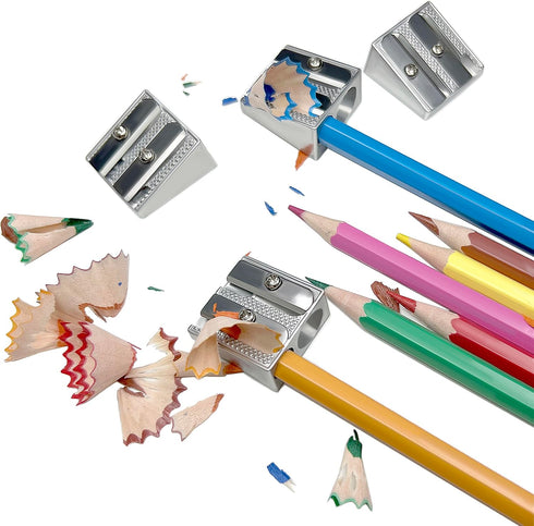 Darlingao 8 Pcs Metal Handheld Manual Pencil Sharpeners with Double Holes, Manual Pencil Sharpener with Double