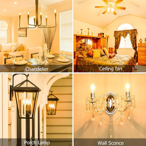 10 Pack Cotanic E12 LED Bulb, Dimmable 3000K Soft White, 60Watt Equivalent, Small Base Type B Candle Shape Chandelier
