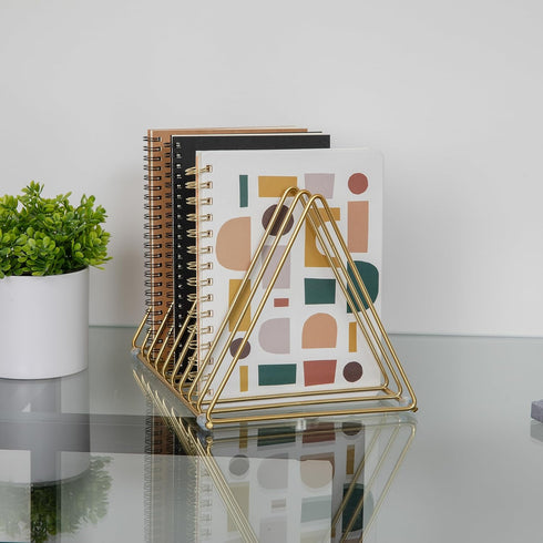 Martha Stewart Ryder Gold Mesh Metal 9 Slot Triangle Magazine File Holder, Desktop Organizer