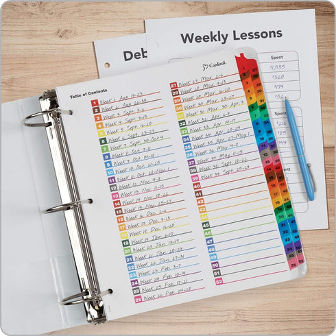Cardinal 60990 OneStep Printable Table of Contents/Dividers, 52-Tab, 11 x 8.5, Multicolor