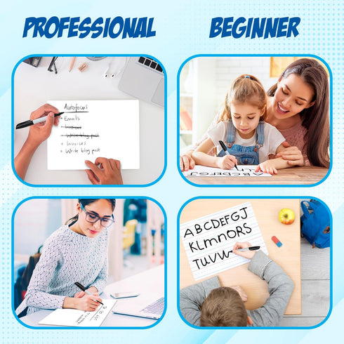 Small White Board - Small Dry Erase Board for Kids, Double Sided Lined Whiteboard with Black Marker - 9x12 Inch, Home