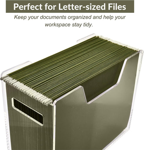 Acrylic File Holder - Clear Hanging File Organizer Box, Modern Acrylic File Folder Organizer, Lucite Hanging File Crate