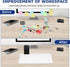 Desktop Glass Whiteboard with Storage, Desk White Board with Computer Keyboard Stand, Drawers for Home, Office