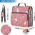 Fisyme 3 Cookies Milk Bottles Pinks Zipper Binder Ring with Zipper and Shoulder Strap Large Capacity Multi-Pocket