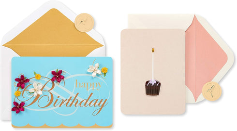 Papyrus Birthday Cards for Her, Flowers and Dessert, 2-Count