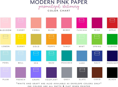 Set, Personalized Stationery for Women, Modern FLAT Note Cards with Envelopes Calligraphy Style Personalized Stationary